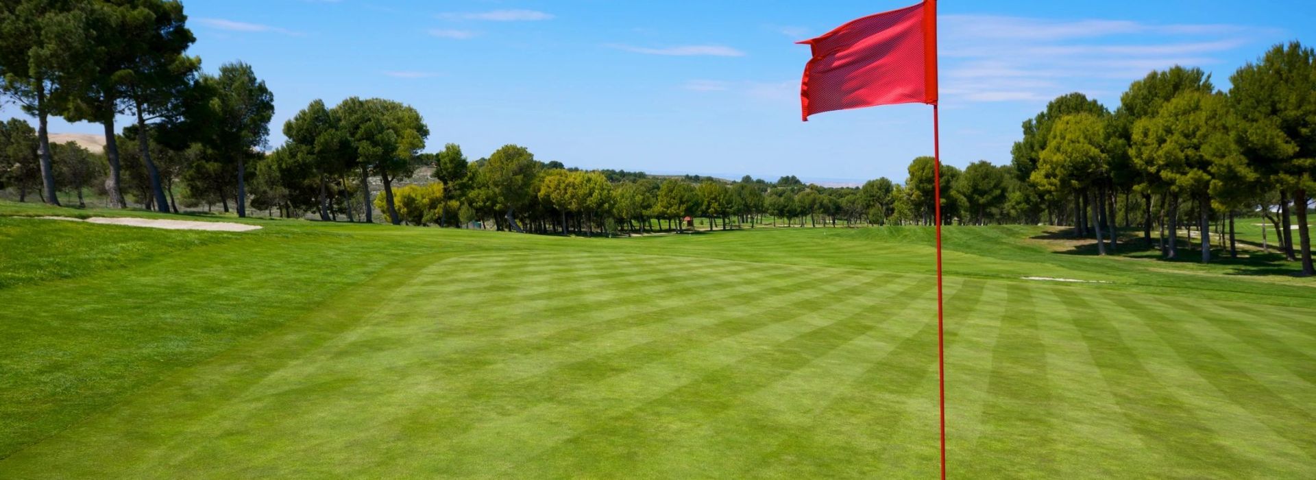 Red flag on golf course green