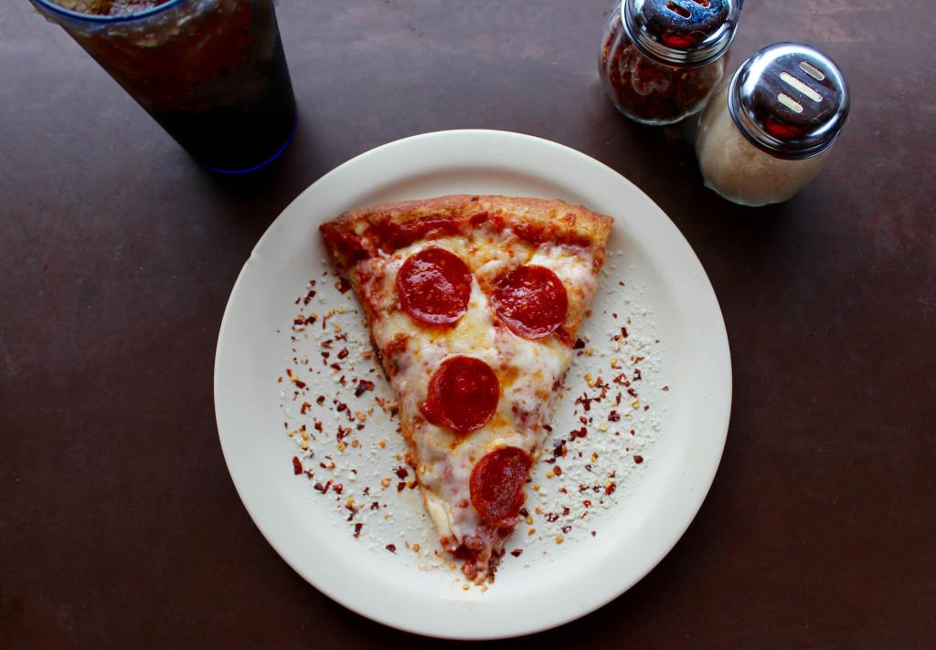 Pepperoni pizza on plate
